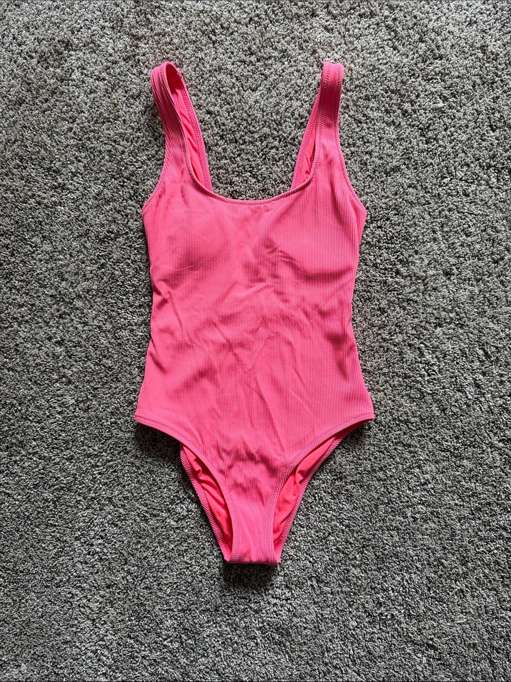 Aerie Bright Pink Ribbed One-Piece Swimsuit